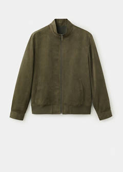 Suede-effect bomber jacket — Khaki 6