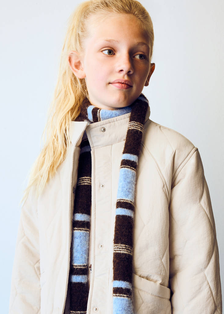 Padded funnel-neck jacket — Ecru