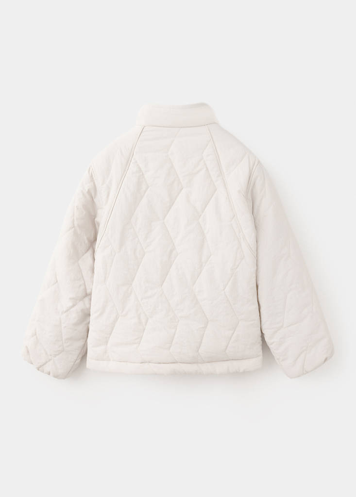 Padded funnel-neck jacket — Ecru