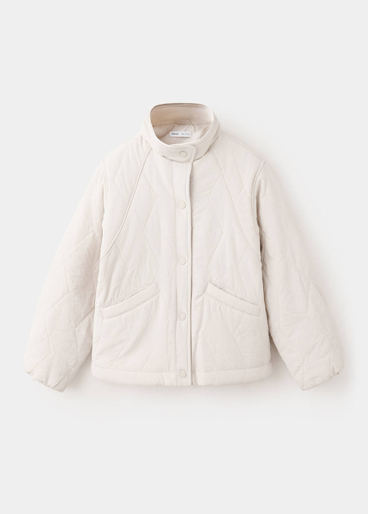 Padded funnel-neck jacket — Ecru