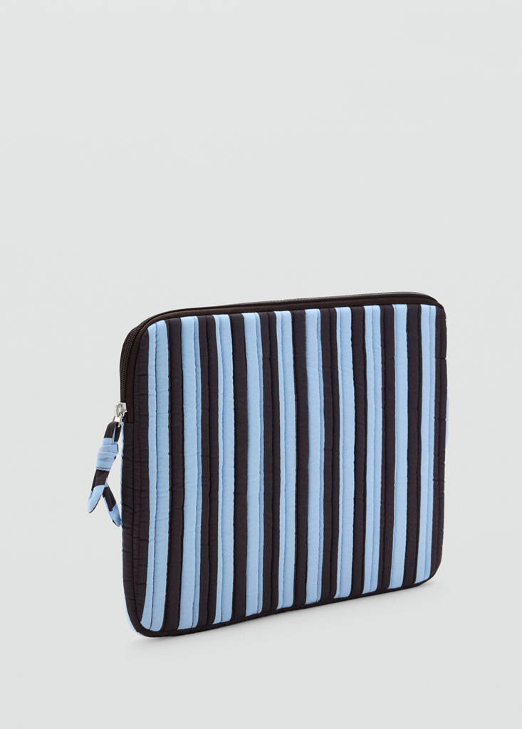 Striped laptop case — Blue