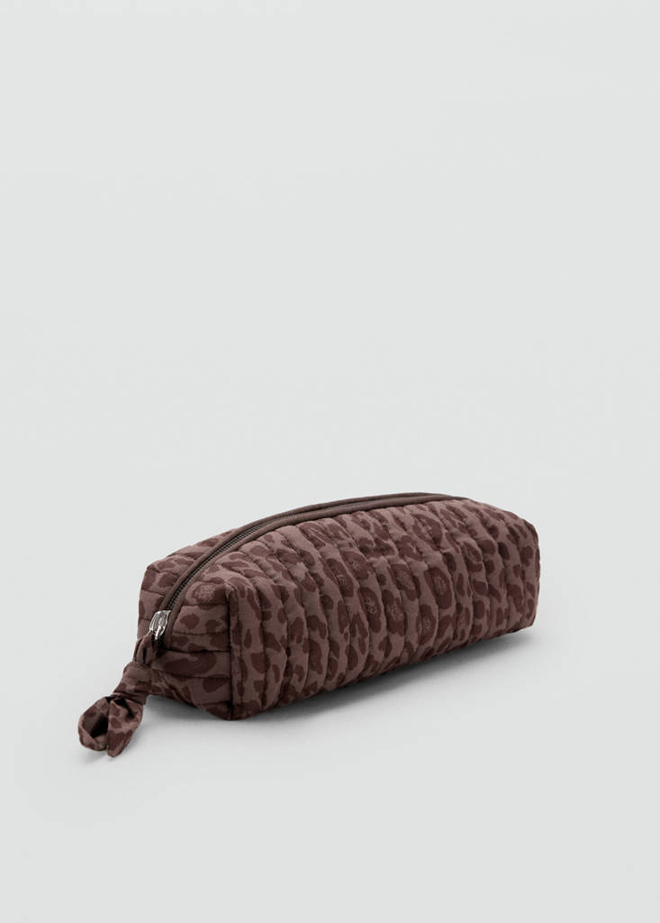 Leopard printed pencil case — Brown