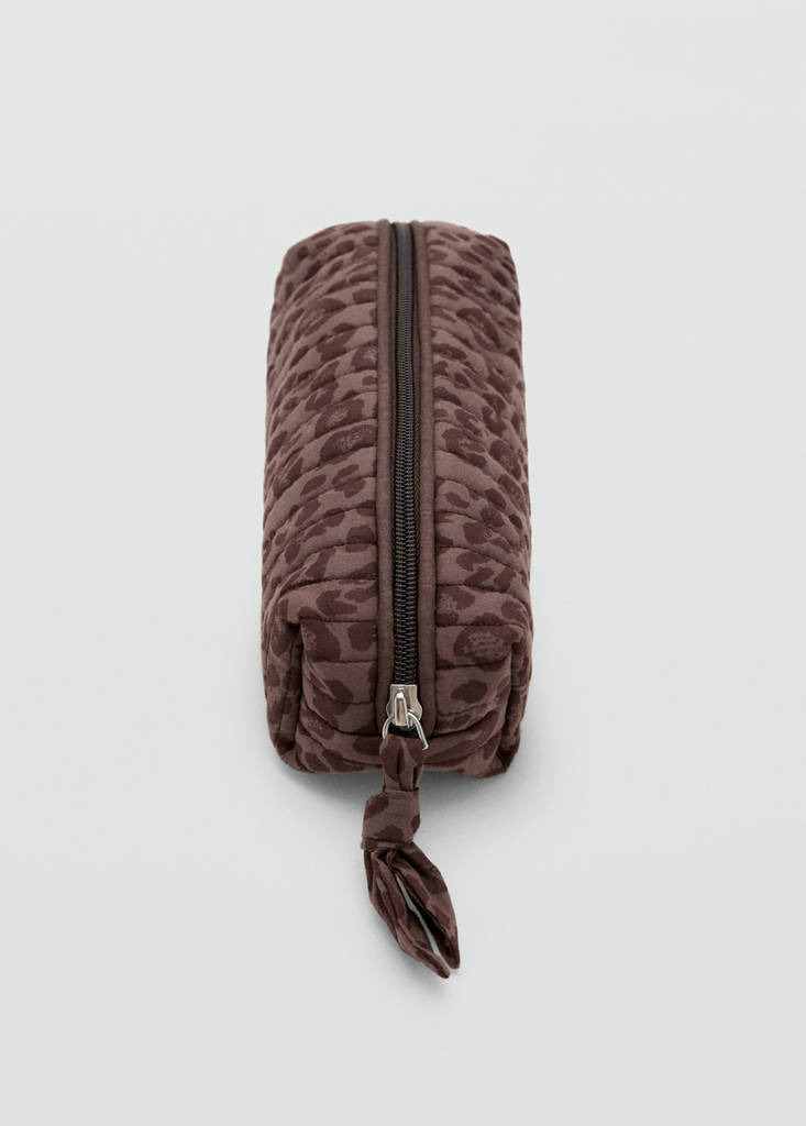 Leopard printed pencil case — Brown