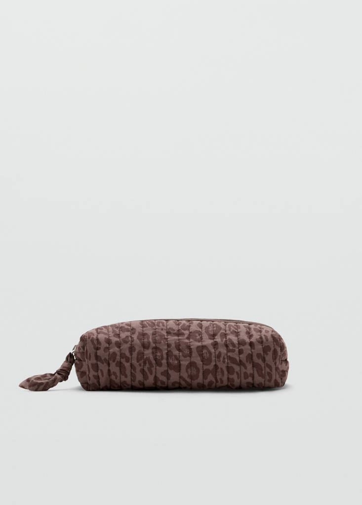 Leopard printed pencil case — Brown