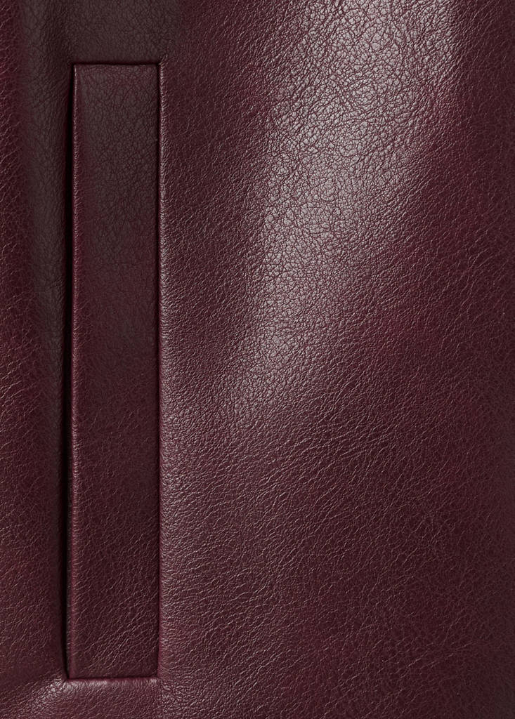 Faux leather zip-up jacket — Burgundy