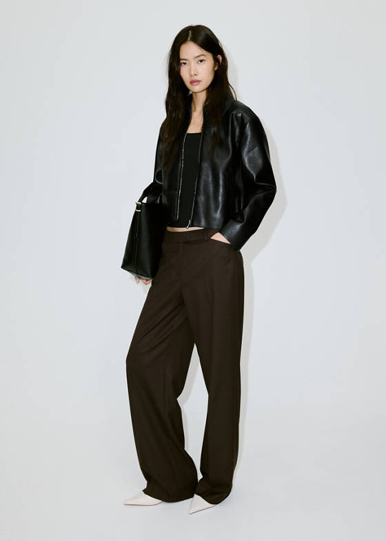 Faux leather zip jacket