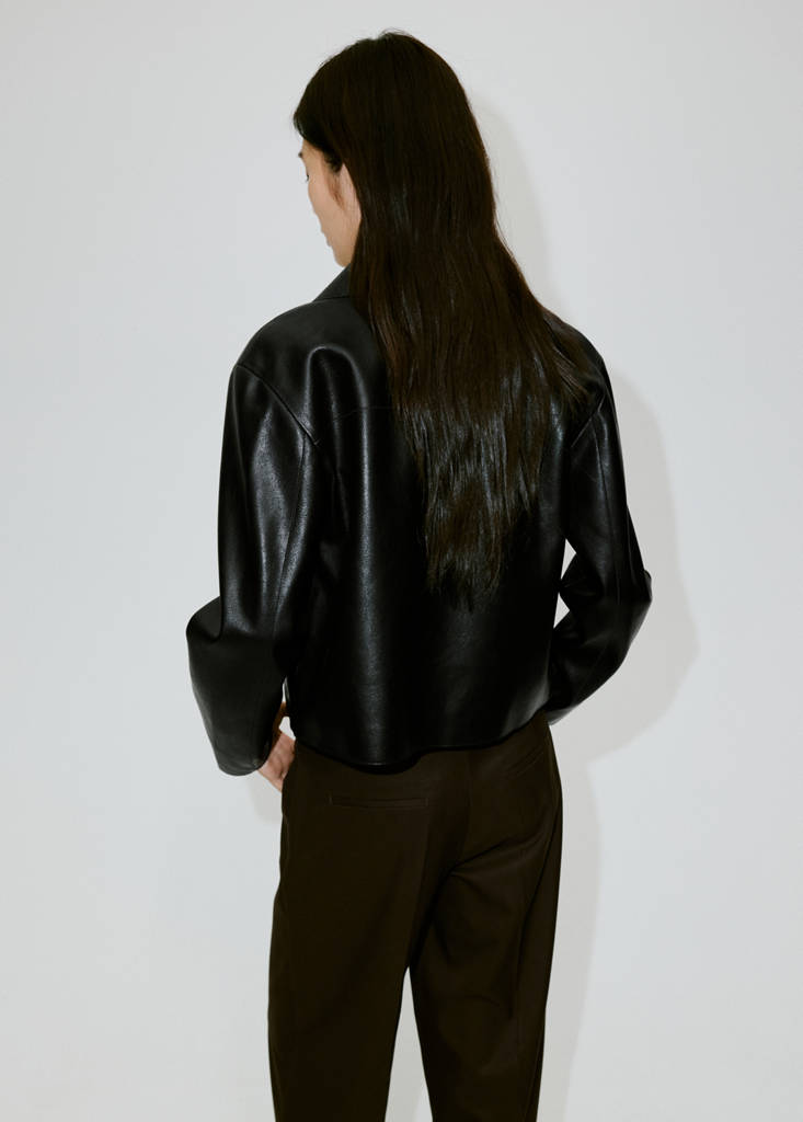 Faux leather zip-up jacket — Black