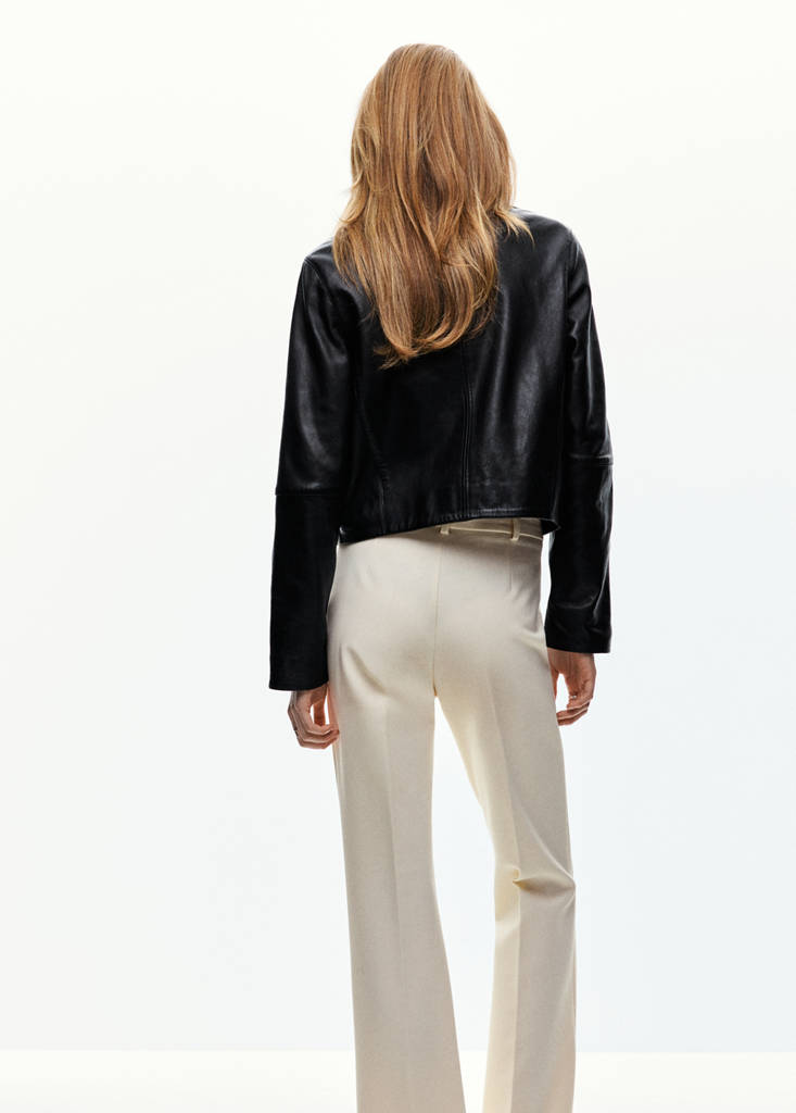 Faux leather zip-up jacket — Black