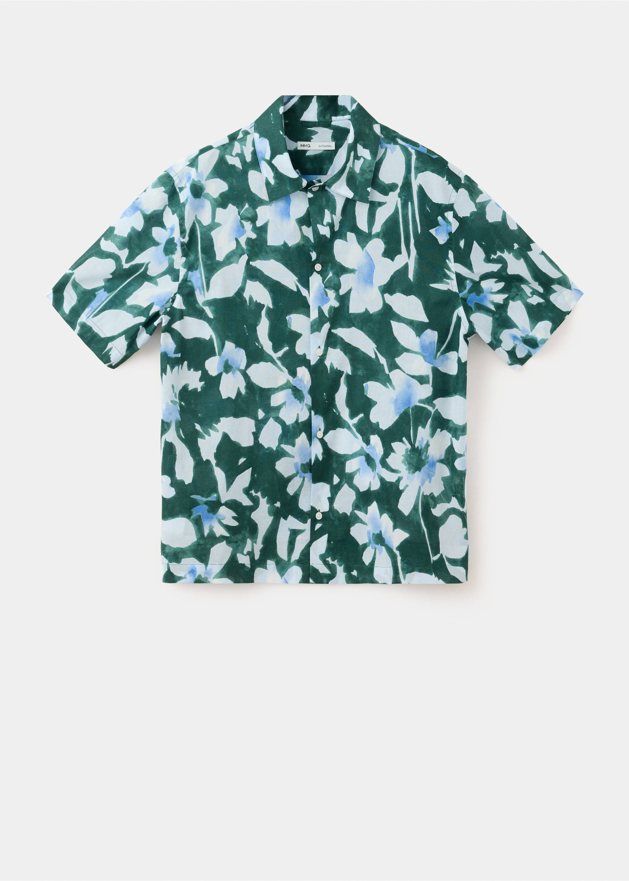 100% cotton printed shirt - Article without model, Emerald Green. Ref: 37054417-00.