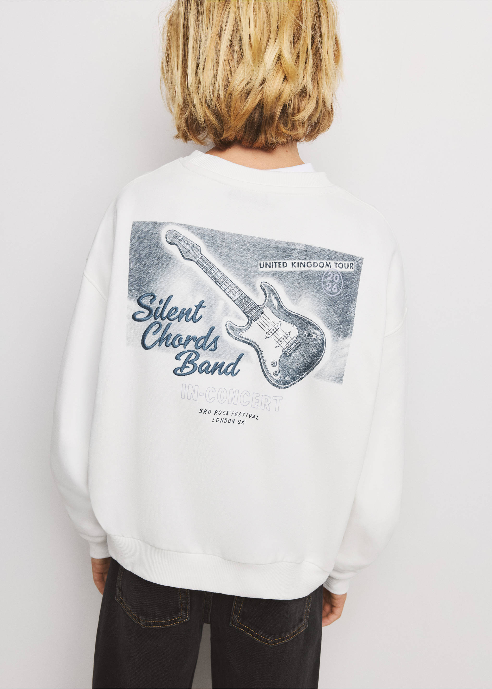 Printed sweatshirt 100% cotton - Medium plane, White. Ref: 37054419-00.