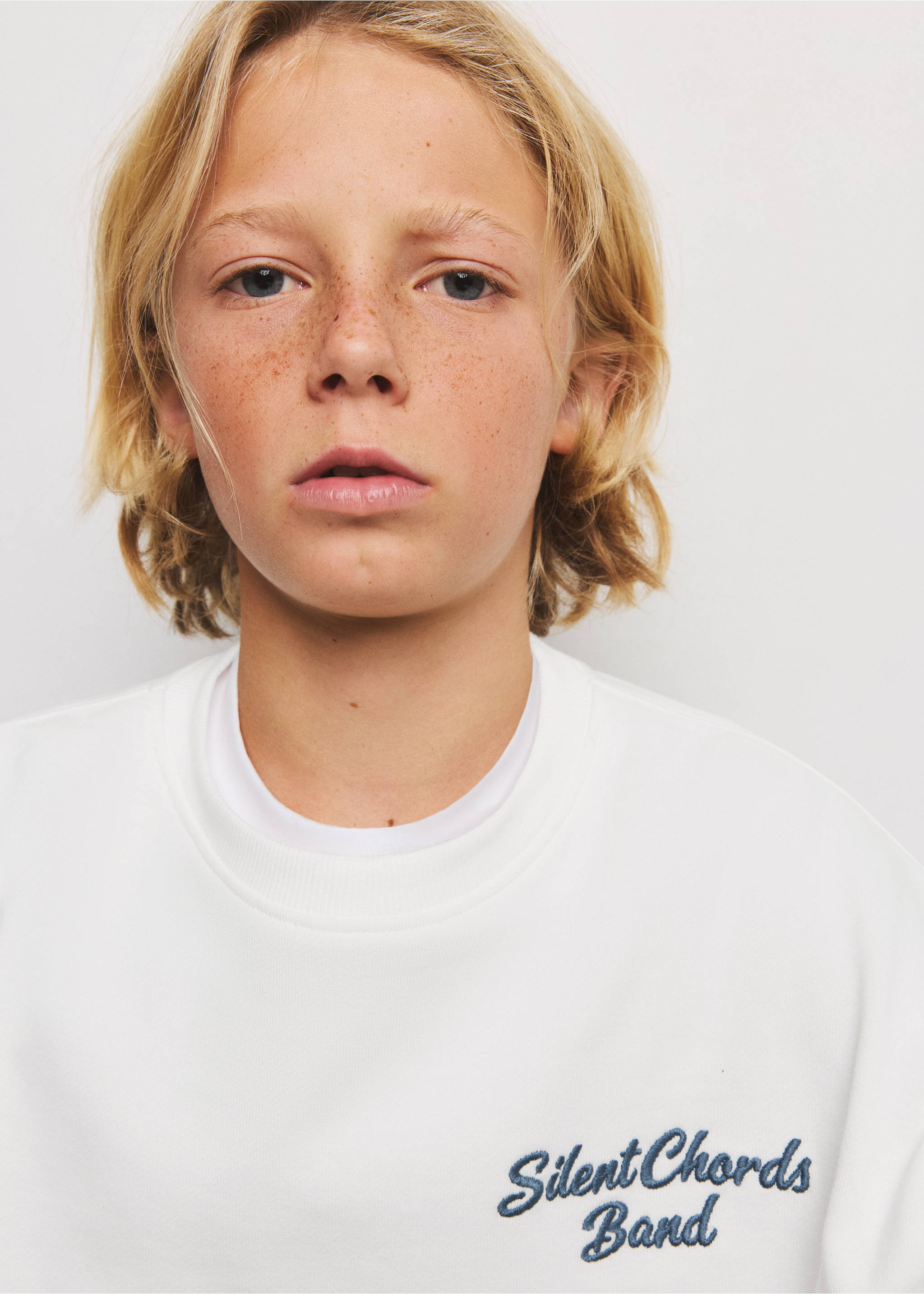 Printed sweatshirt 100% cotton - Details of the article 1, White. Ref: 37054419-00.