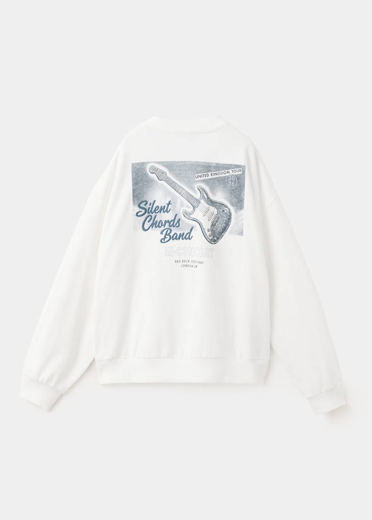 Printed sweatshirt 100% cotton — White