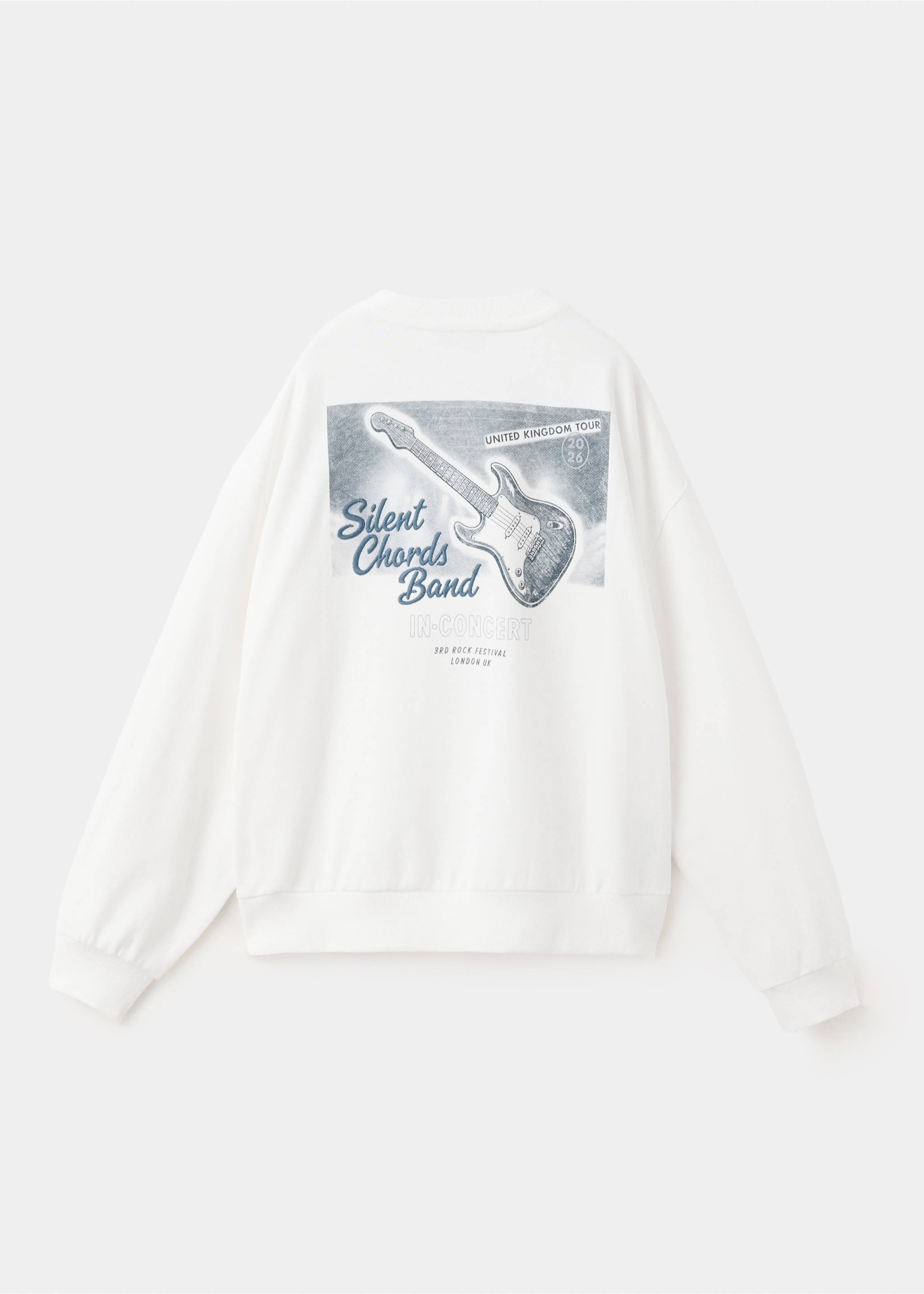 Printed sweatshirt 100% cotton - Reverse of the article, White. Ref: 37054419-00.