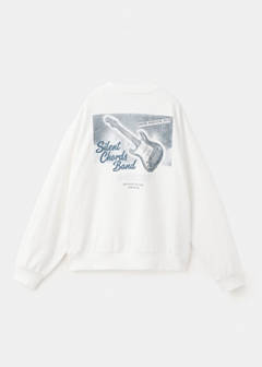 Printed sweatshirt 100% cotton — White 6