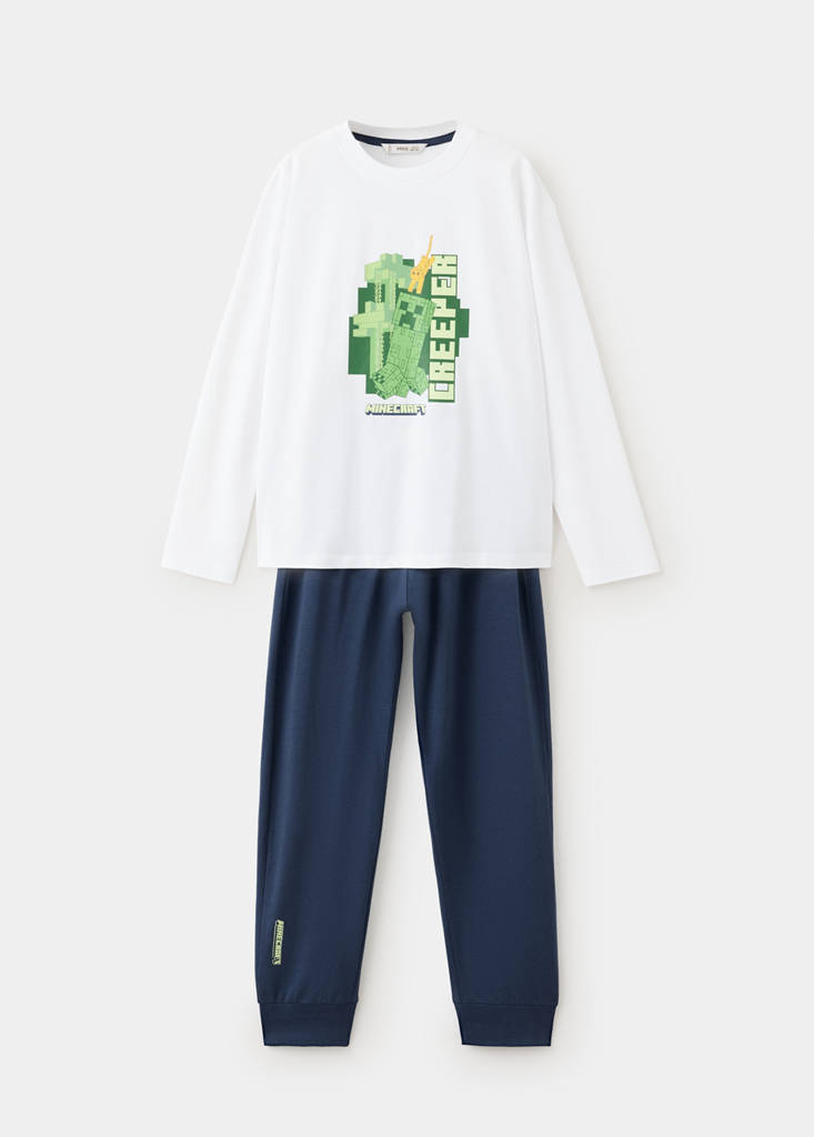 Full printed cotton pyjamas set — Navy