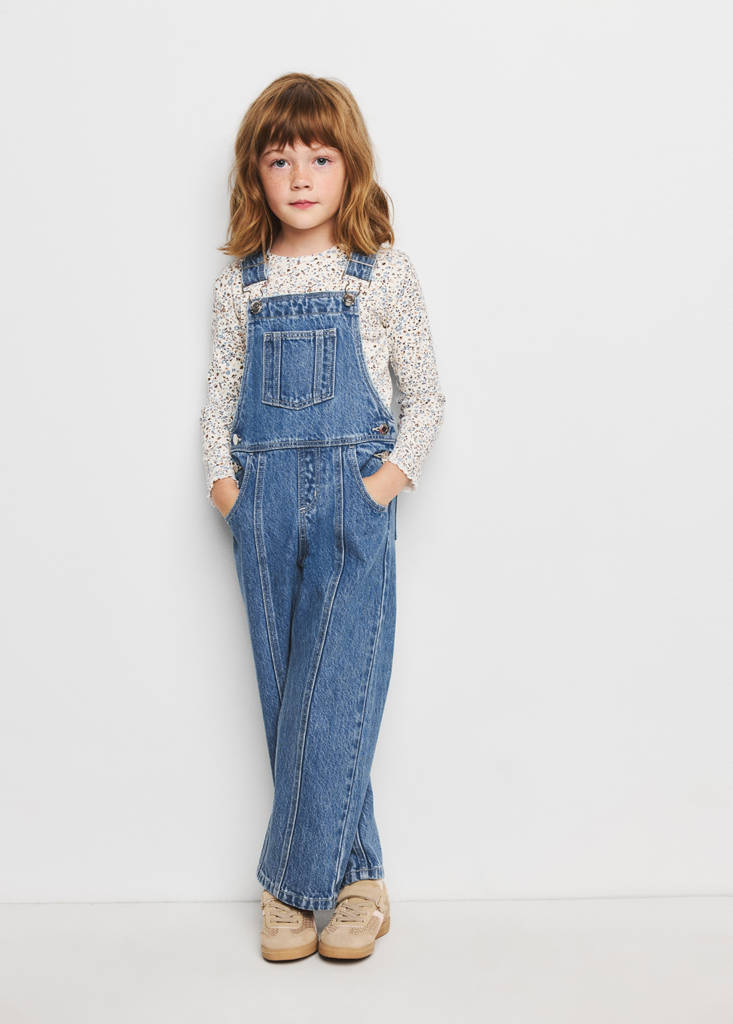 Denim dungarees with contrast stitching