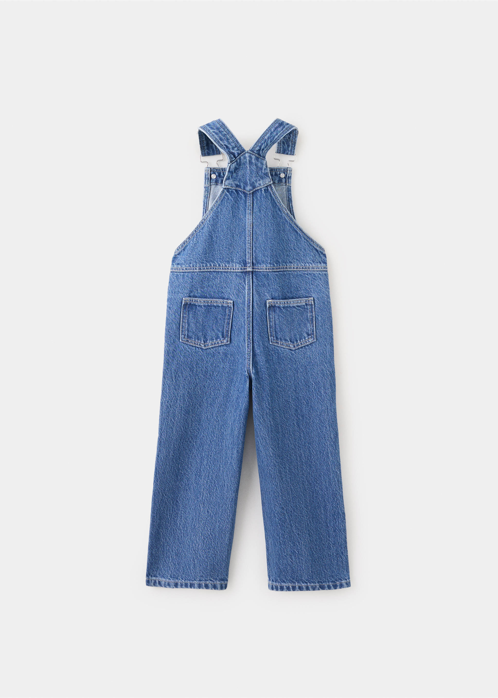 Salopette en denim avec coutures - Verso de l’article, Bleu moyen. Ref: 37054421-00.