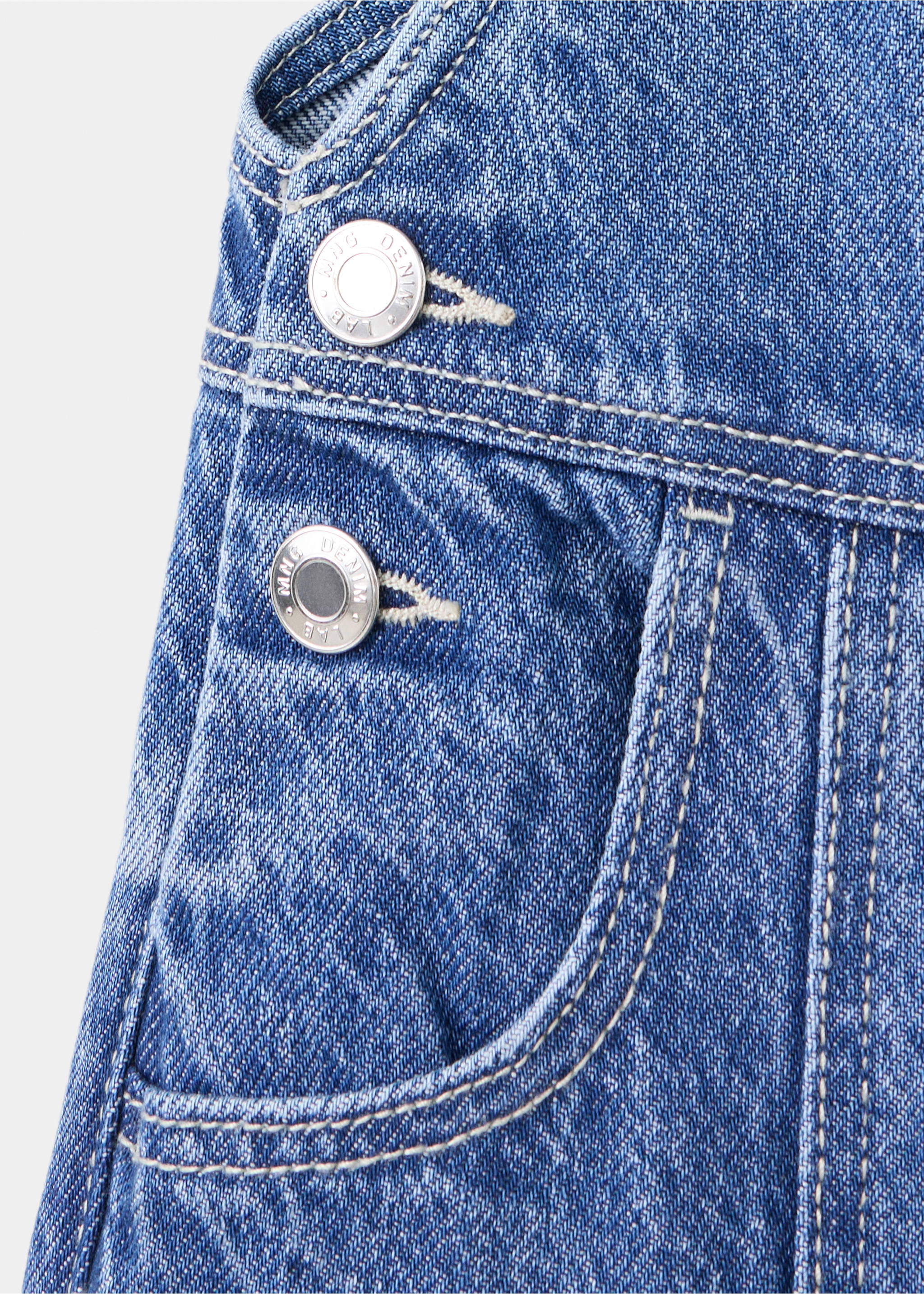 Salopette en denim avec coutures - Détail de l'article 0, Bleu moyen. Ref: 37054421-00.