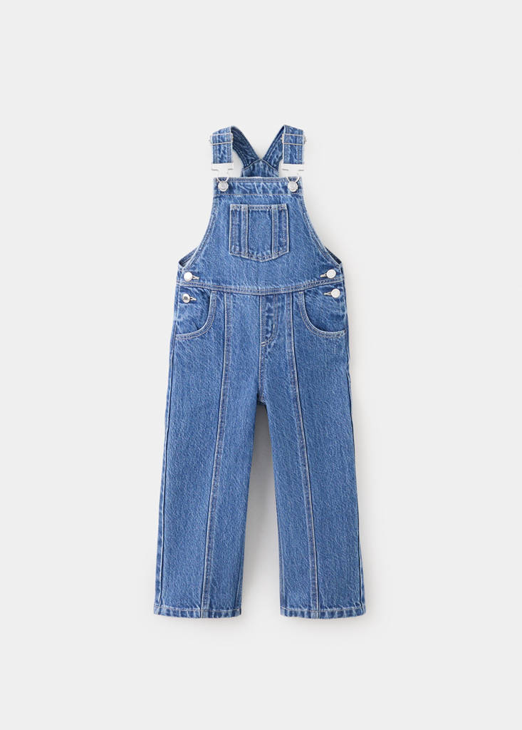 Denim dungarees with contrast stitching - thumbnail 4