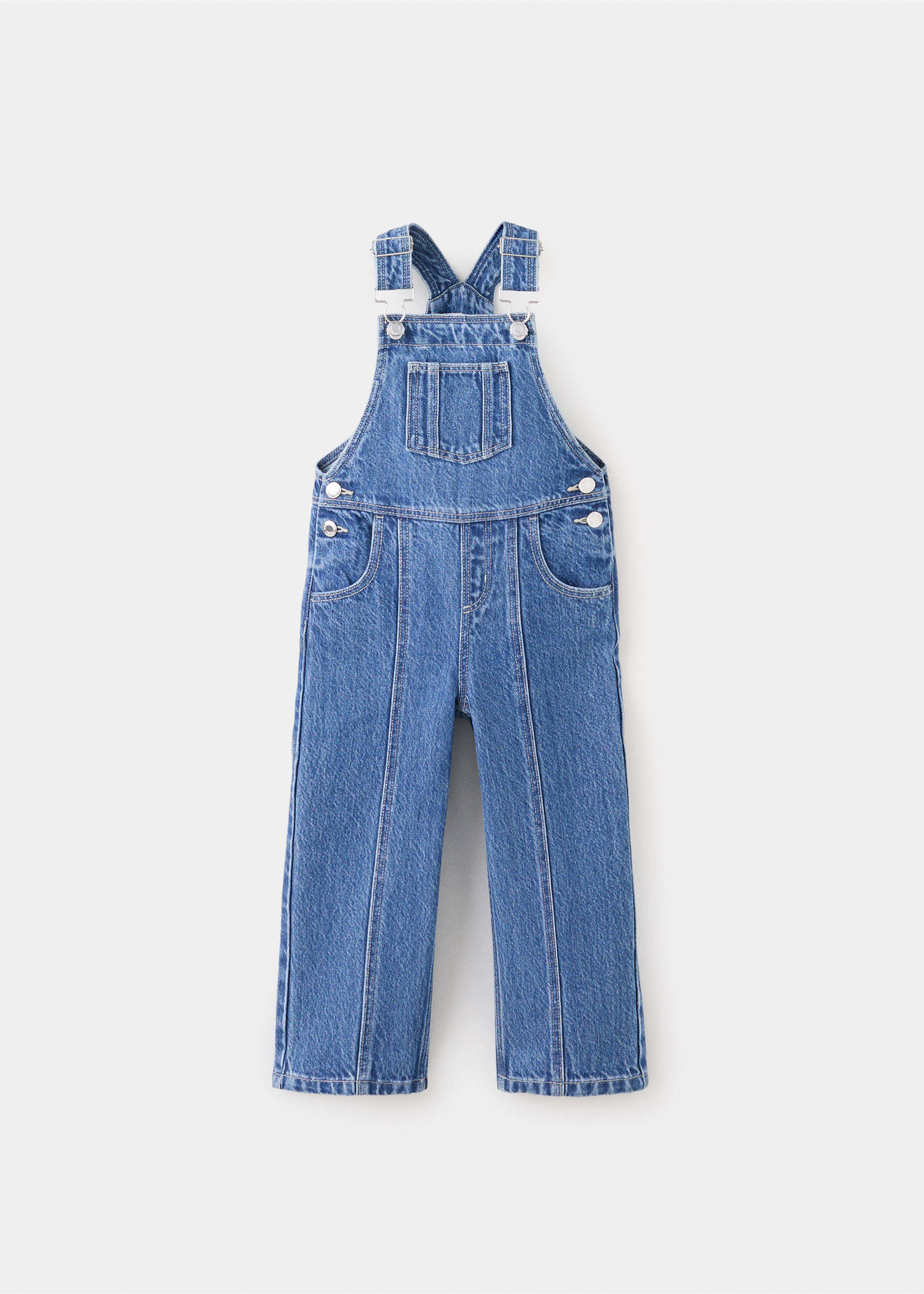 Salopette en denim avec coutures - Article sans modèle, Bleu moyen. Ref: 37054421-00.
