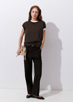 Straight mid-rise trousers — Chocolate 2