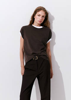 Straight mid-rise trousers — Chocolate 4