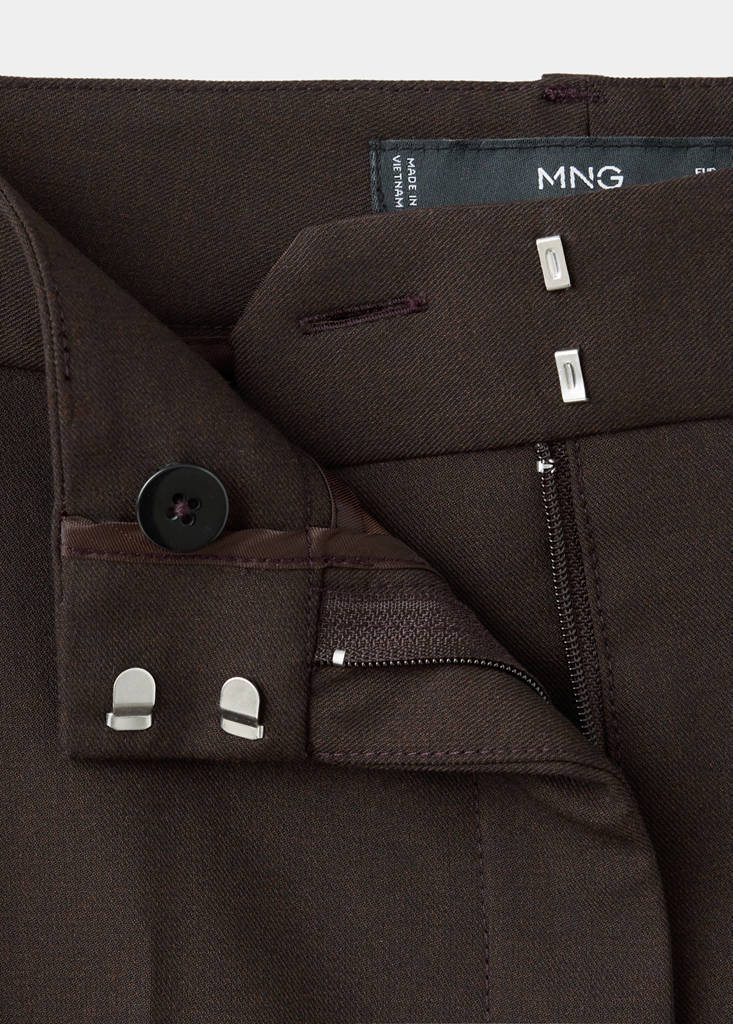 Straight mid-rise trousers — Chocolate