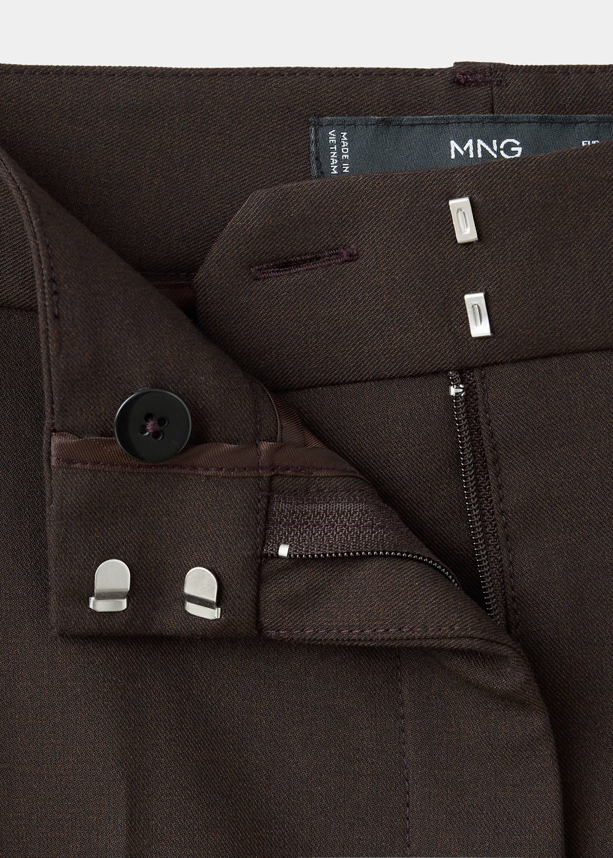 Straight mid-rise trousers — Chocolate