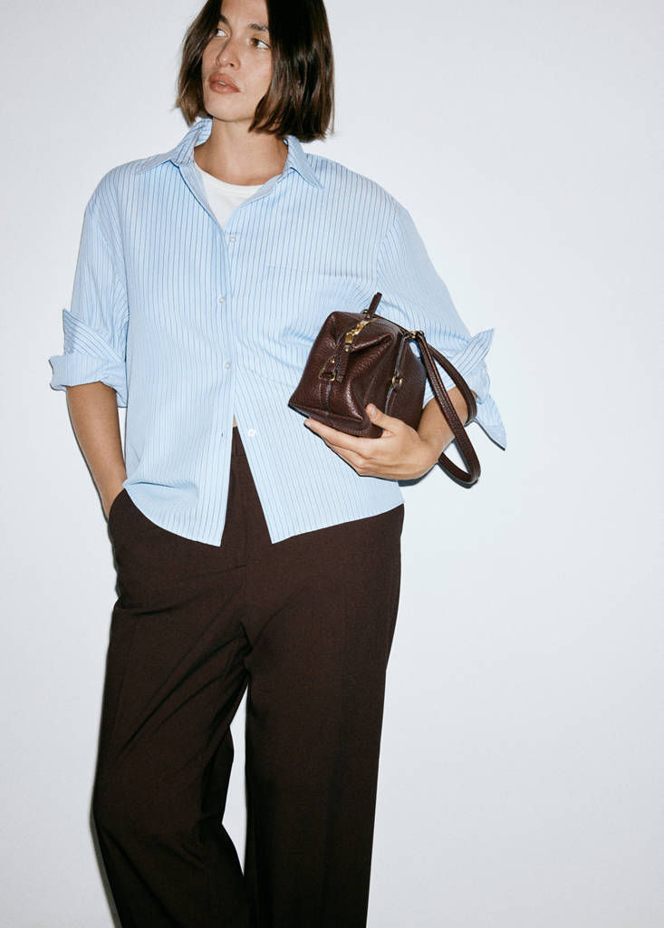 Straight mid-rise trousers — Chocolate