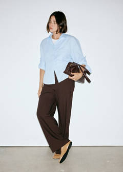 Straight mid-rise trousers — Chocolate 7
