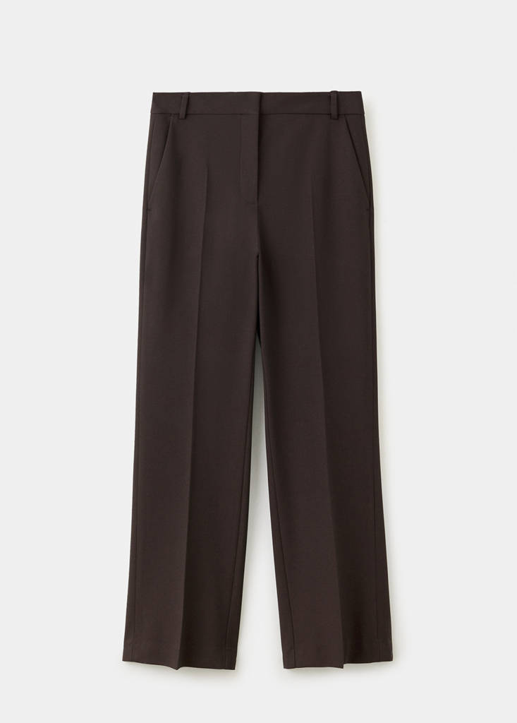 Straight mid-rise trousers — Chocolate