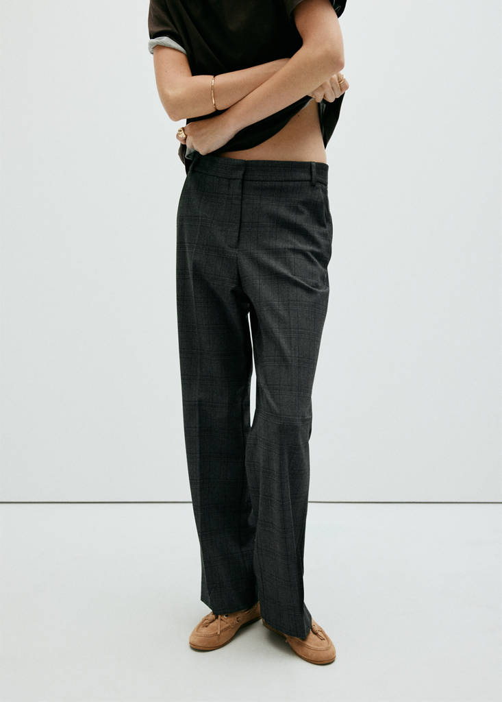 Straight mid-rise trousers — Grey