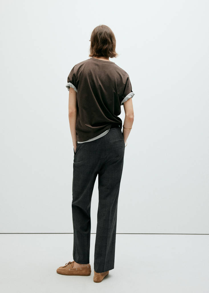 Straight mid-rise trousers — Grey