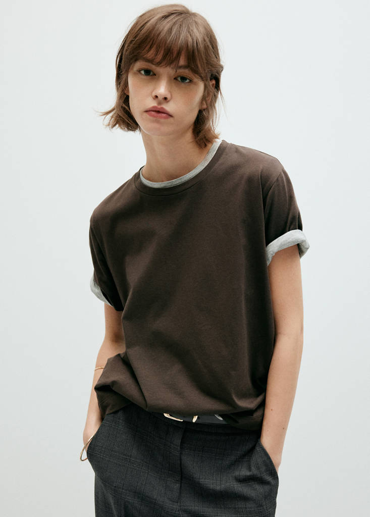 Straight mid-rise trousers — Grey