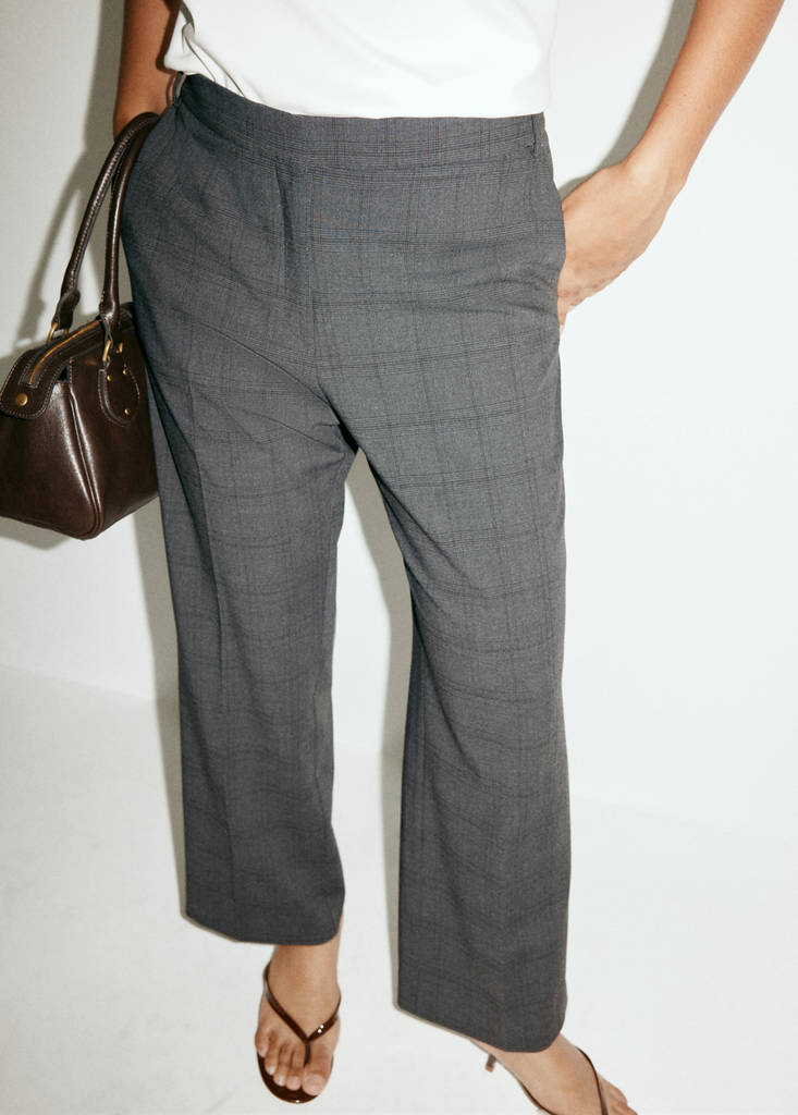 Straight mid-rise trousers — Grey