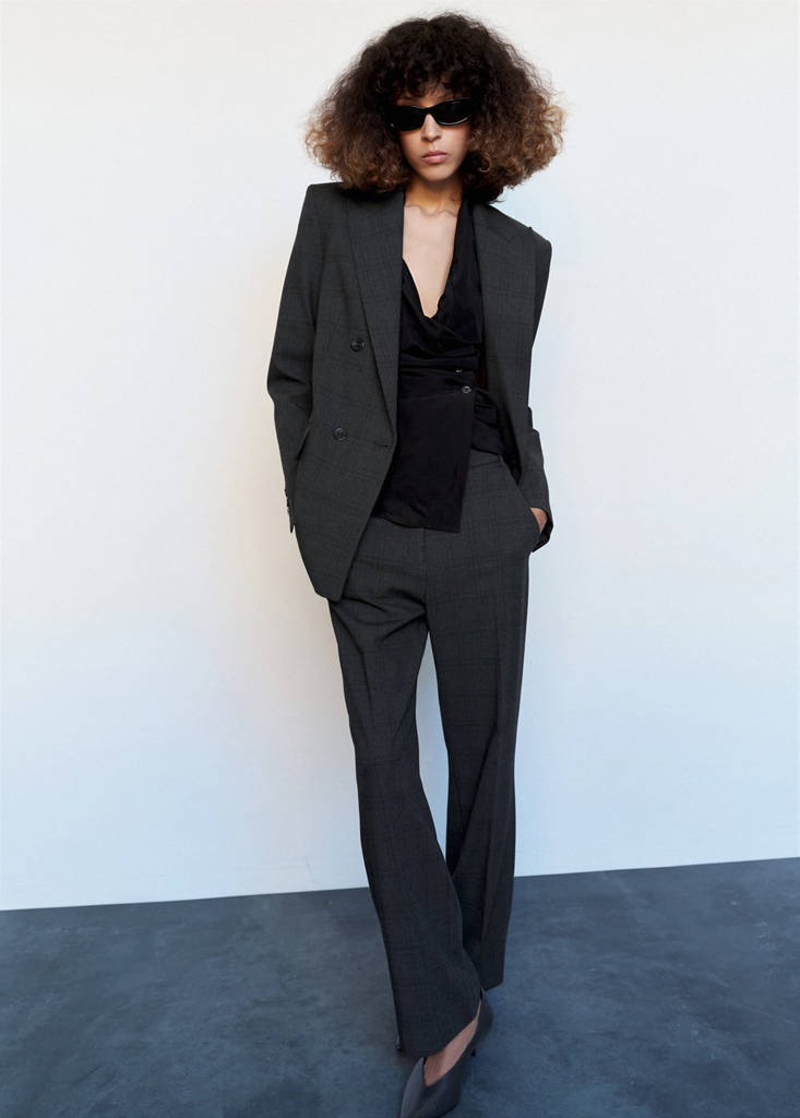 Straight mid-rise trousers — Grey