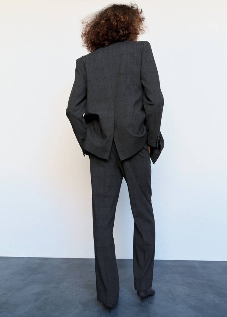 Straight mid-rise trousers — Grey