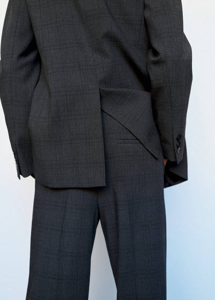 Straight mid-rise trousers — Grey