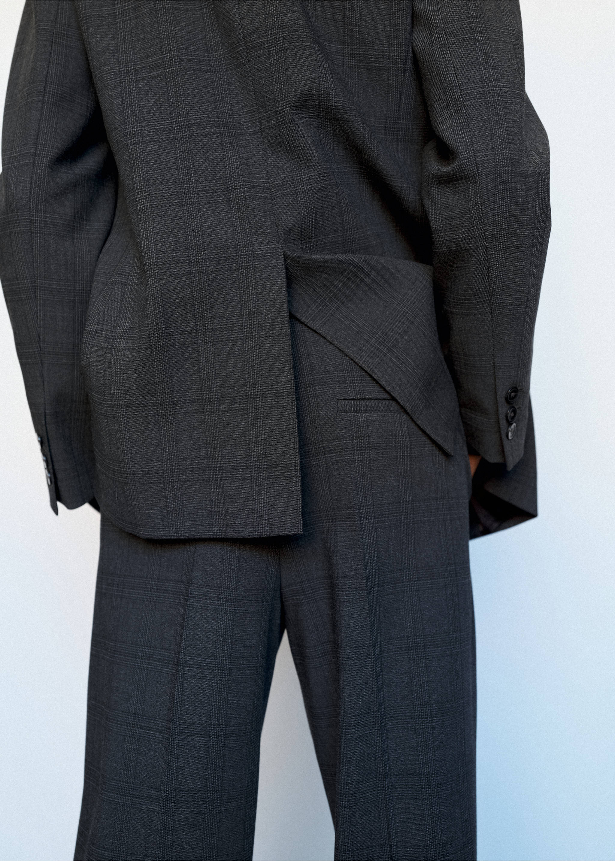 Straight mid-rise trousers - Details of the article 1, Grey. Ref: 37054422-01.
