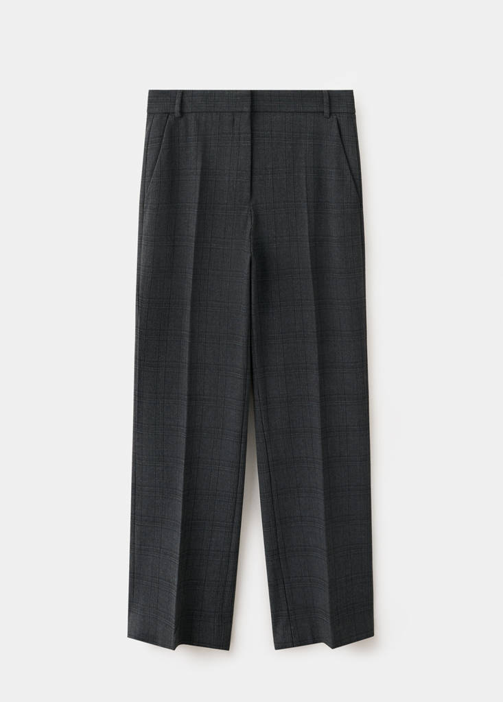 Straight mid-rise trousers — Grey
