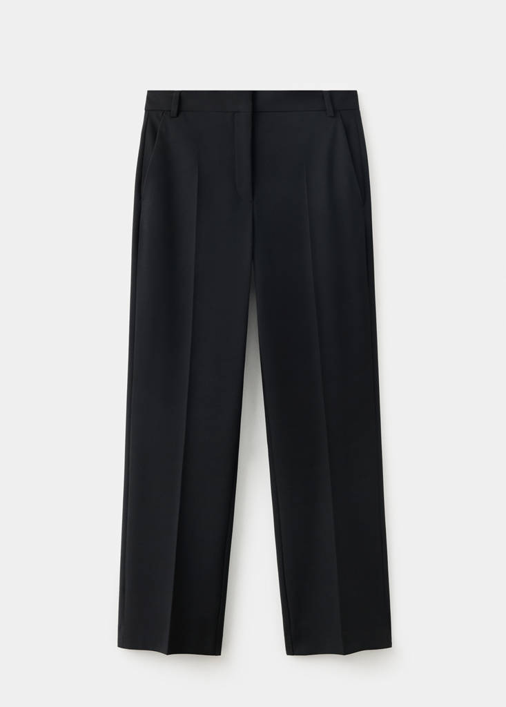 Straight mid-rise trousers — Black