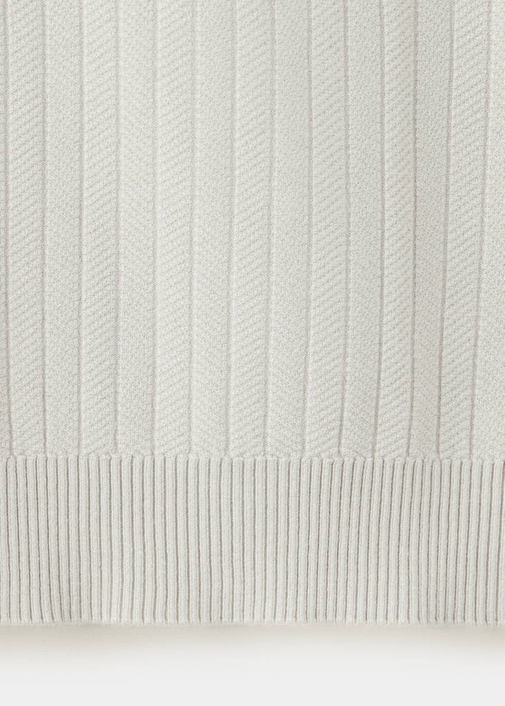Fine rib-knit polo shirt — Ice Grey