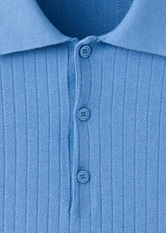 Fine rib-knit polo shirt — Blue 9