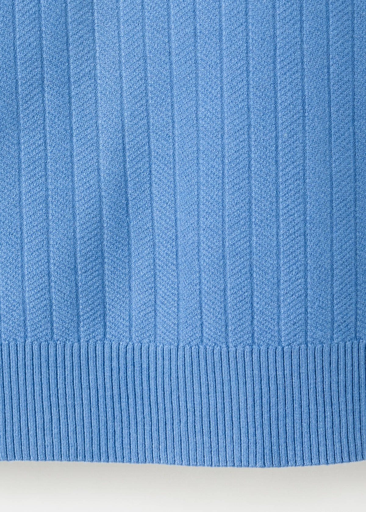 Fine rib-knit polo shirt — Blue