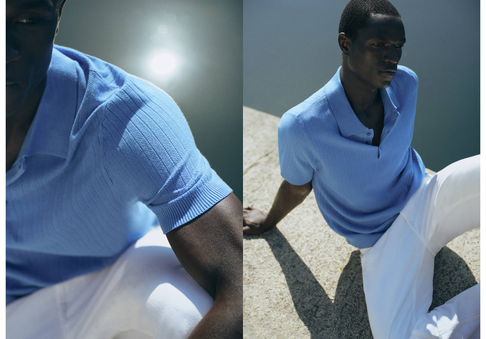 Fine rib-knit polo shirt - Panoramic plane