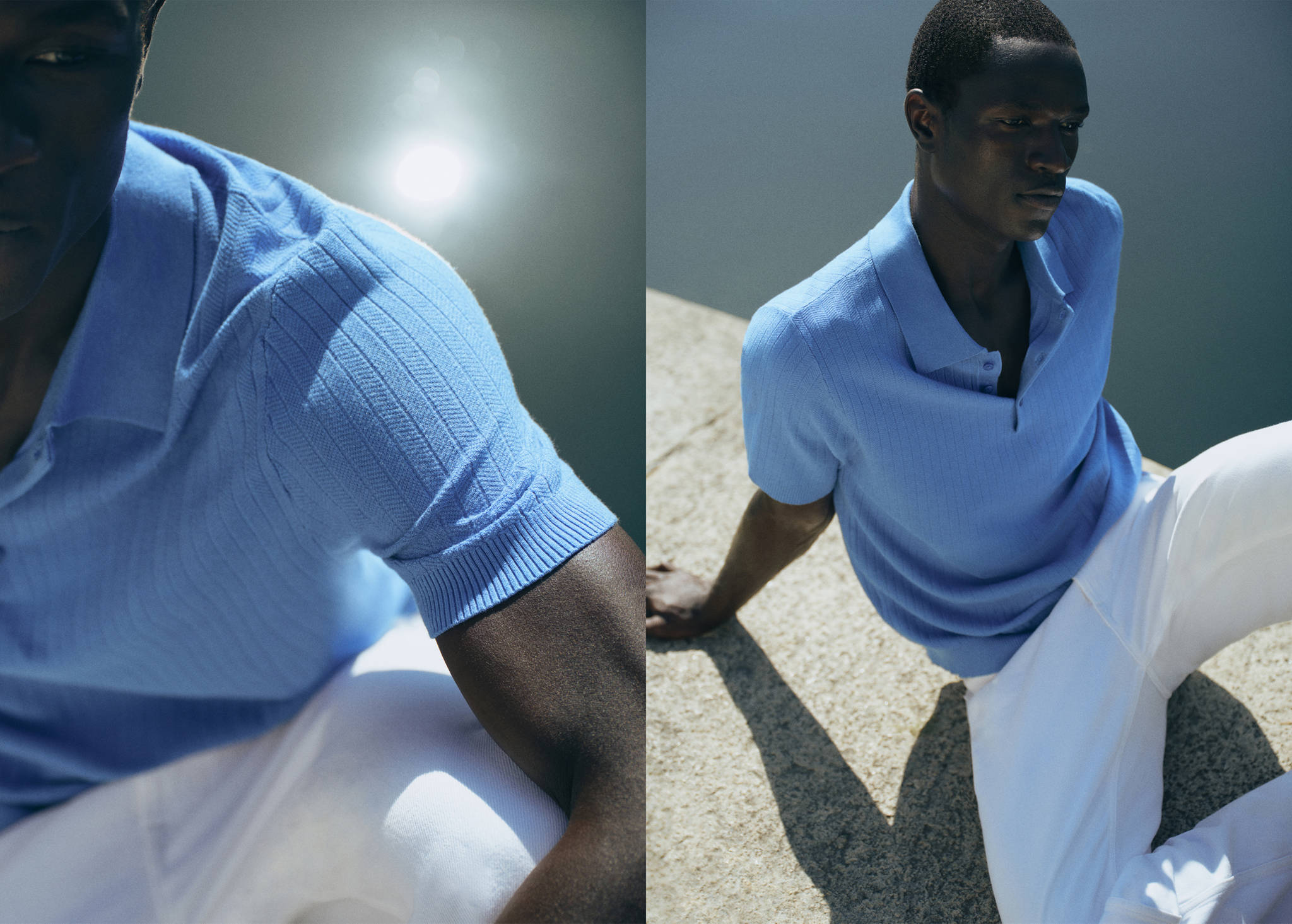 Fine rib-knit polo shirt - Panoramic plane