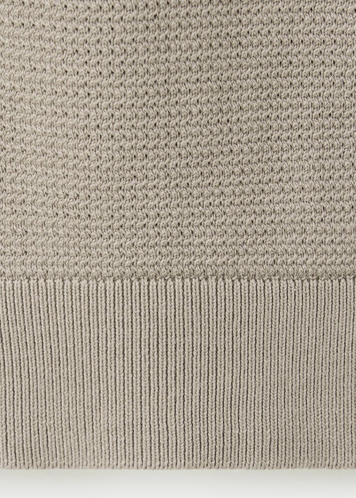 Fine-knit cotton-blend jersey with textured zip-up fastening — Mink Grey
