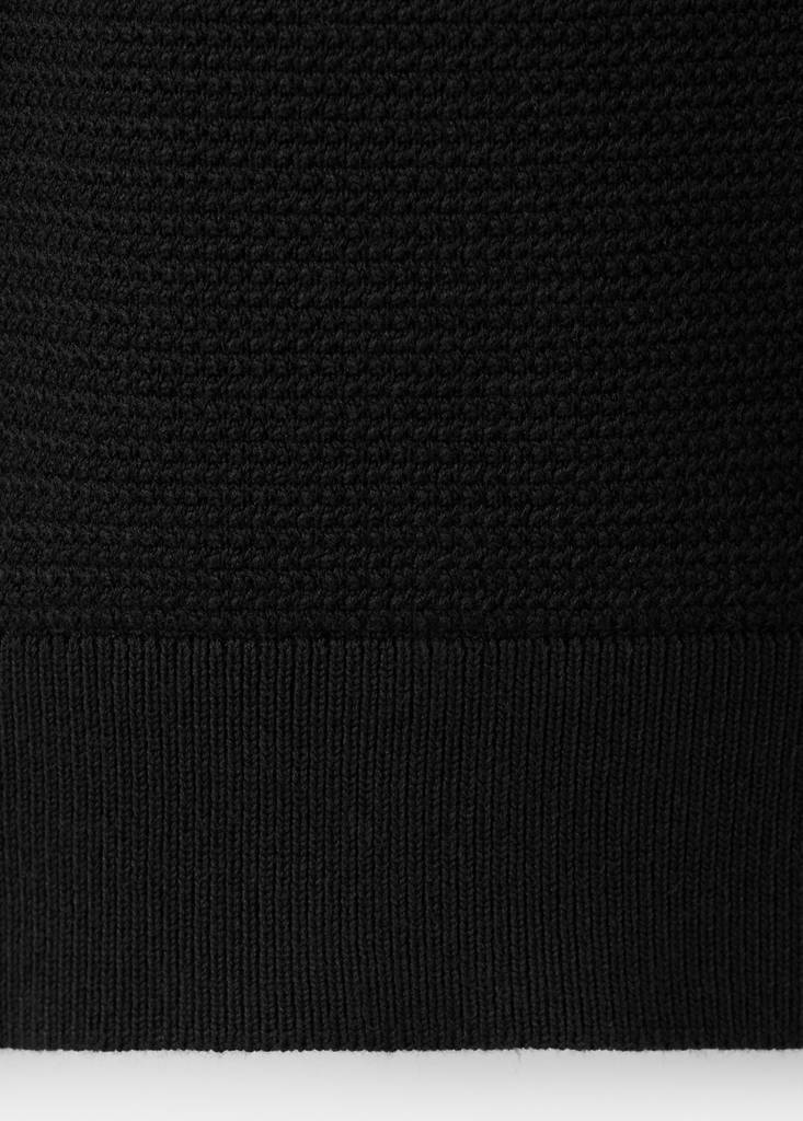 Fine-knit cotton-blend jersey with textured zip-up fastening — Black