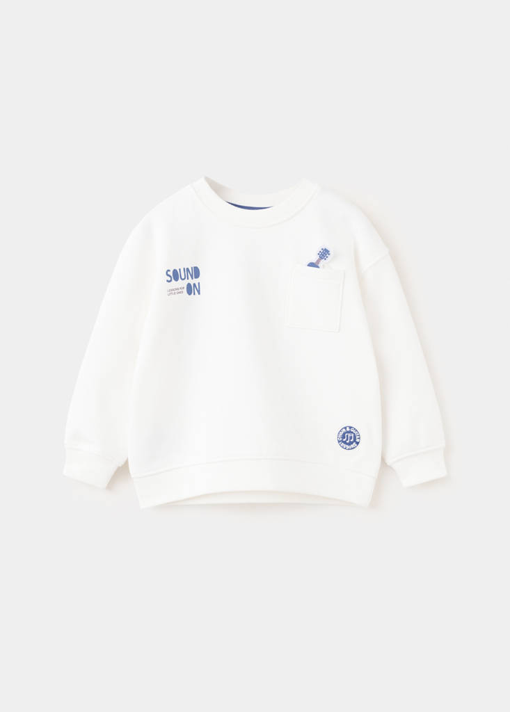 Printed sweatshirt 100% cotton — White