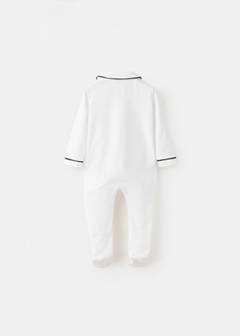 Contrast trim pyjama onesie — Navy 3